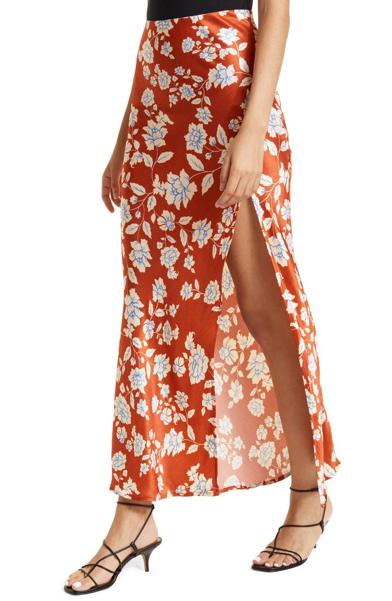 Bec + Bridge Blossom Satin Maxi Skirt, Alternate, color, 