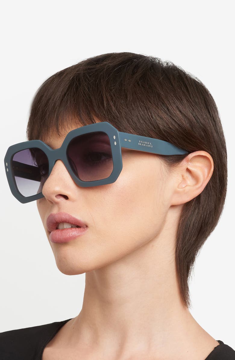 Isabel Marant 53mm Gradient Rectangular Sunglasses, Alternate, color, Grey/ Grey Azure
