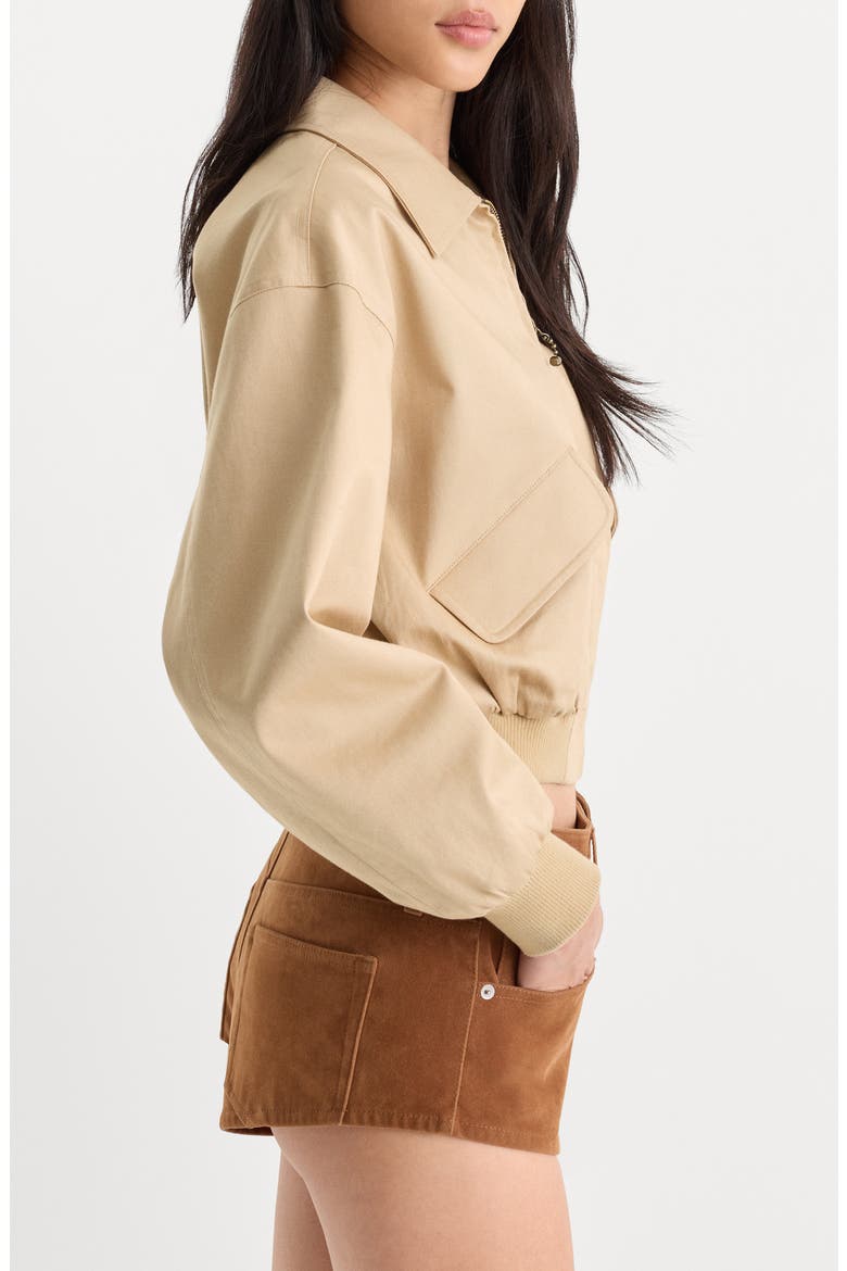 The Twill Cropped Bomber Jacket, Alternate, color, DUNE MIST
