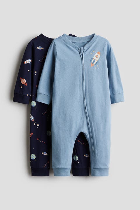 2-pack Cotton Sleepsuits
