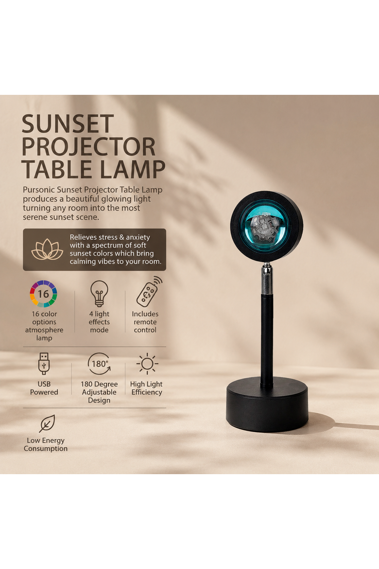 Sunset Projector Table Lamp, Alternate, color, White