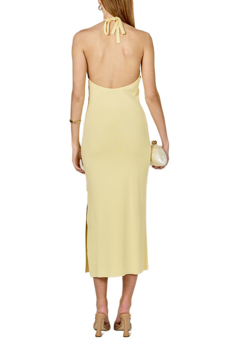 Beaded Flower Halter Midi Dress, Alternate, color, BUTTER