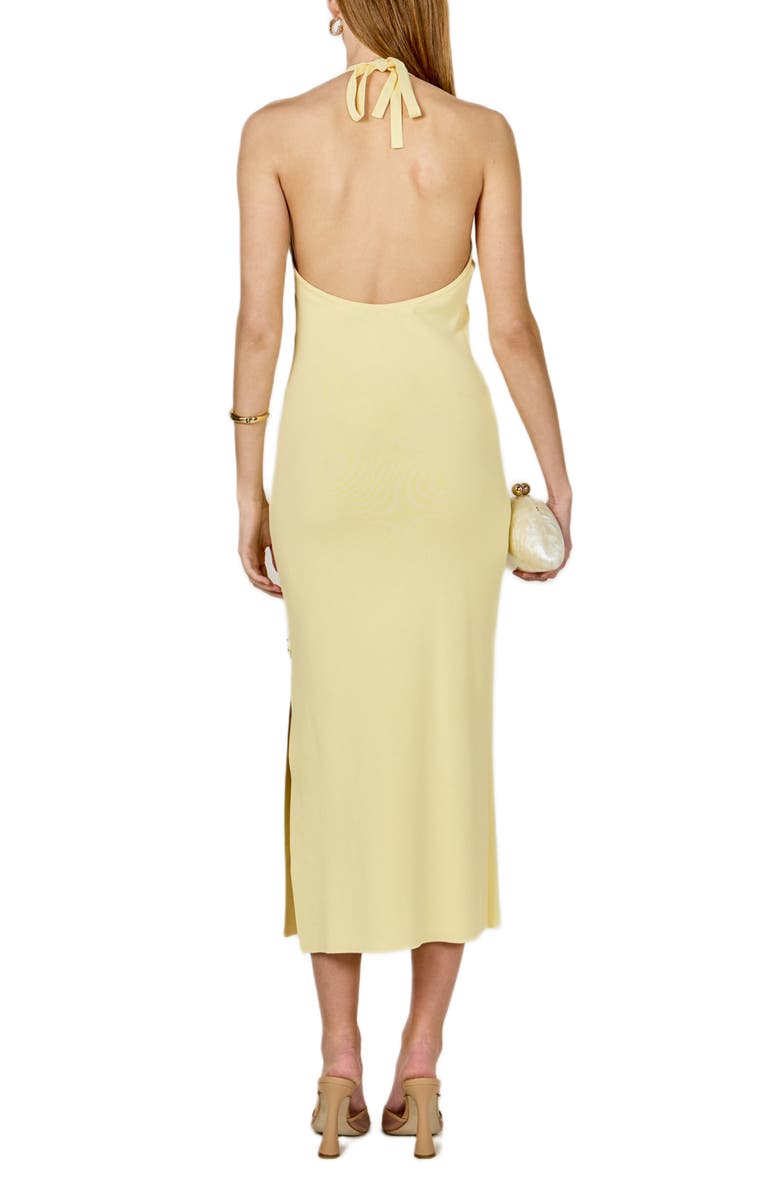 Endless Rose Beaded Flower Halter Midi Dress, Alternate, color, Butter