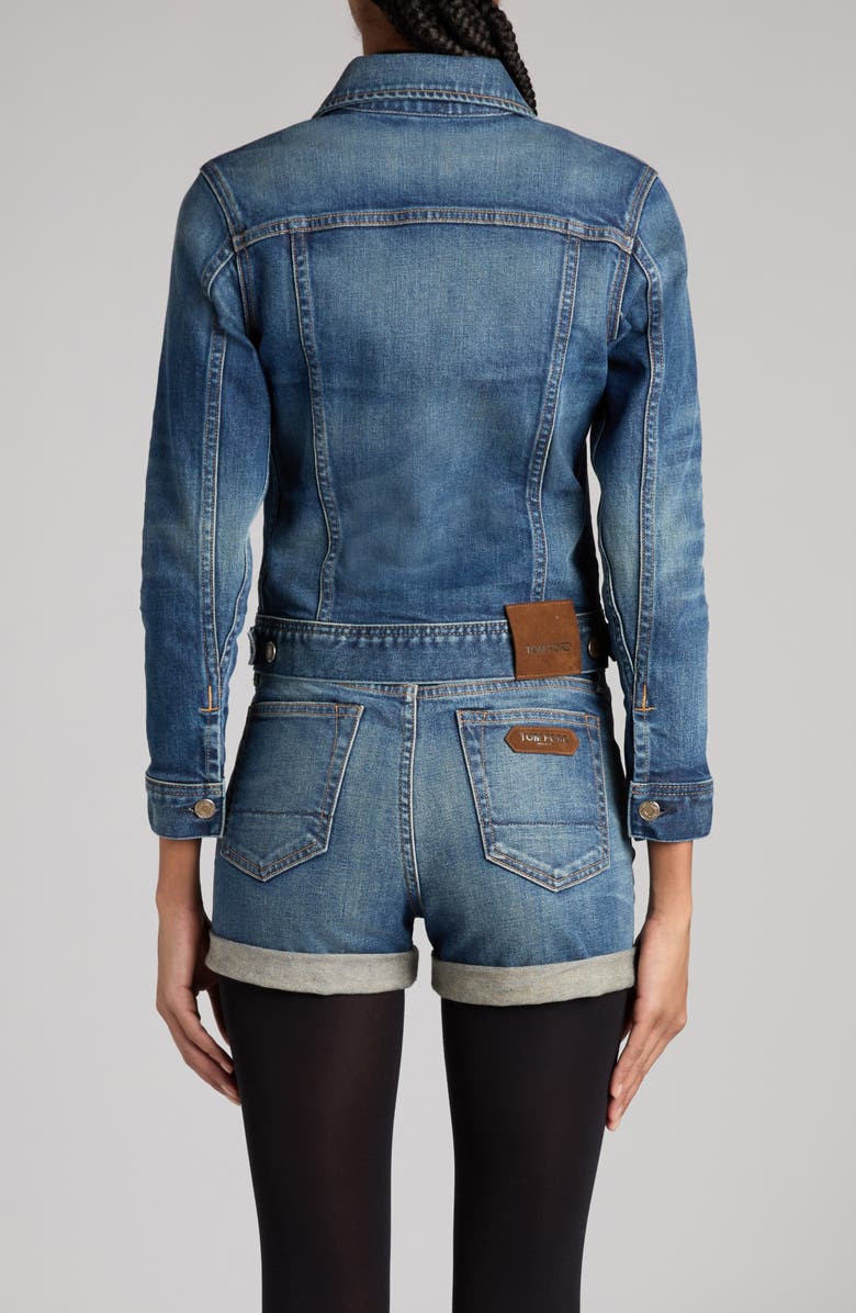 TOM FORD Comfort Crop Stonewash Denim Jacket, Alternate, color, 