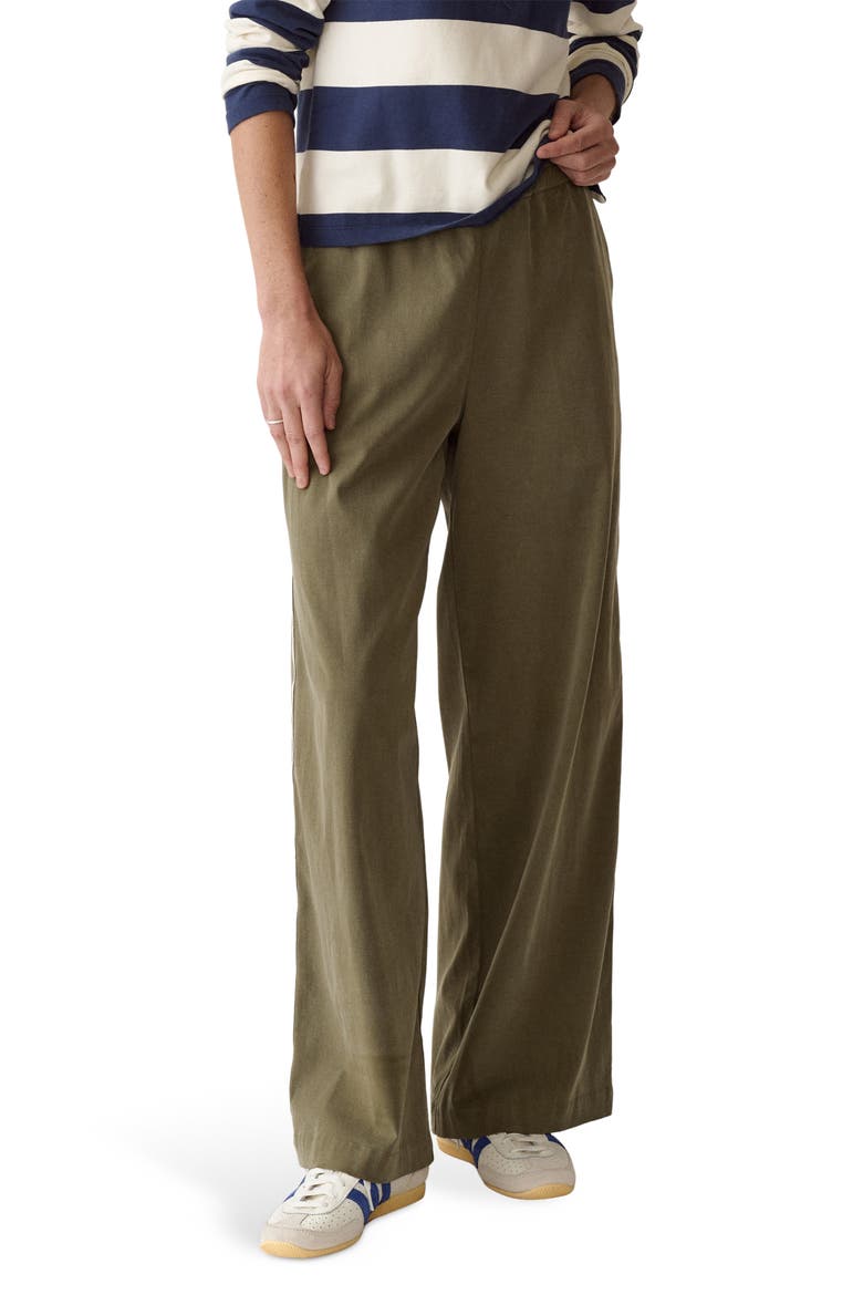Allison Pull-On Wide Leg Side Stripe Pants, Main, color, OLIVE