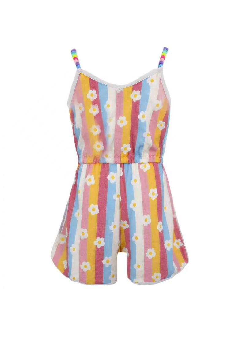 Rainbow Daisy Beaded Hearts Romper, Main, color, Pink