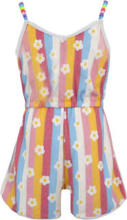 Lola + The Boys Rainbow Daisy Beaded Hearts Romper