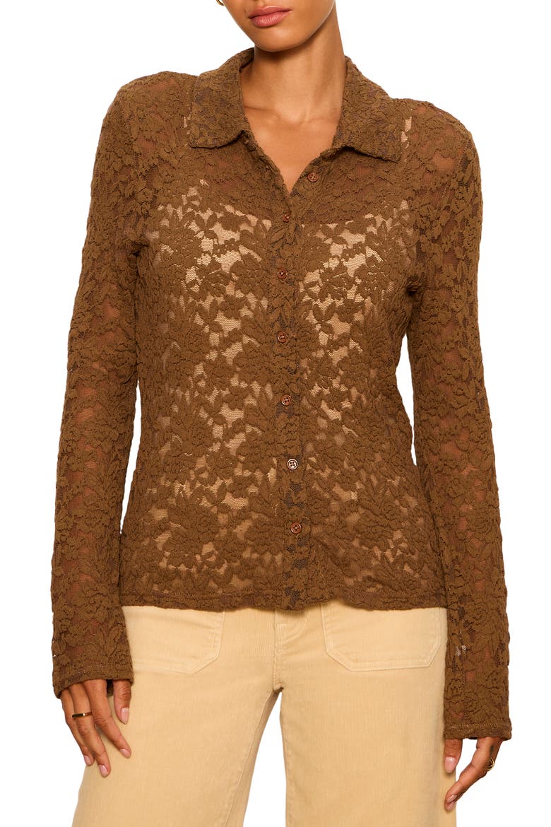 Dreamer Lace Shirt, Main, color, COCOA POWDER BROWN
