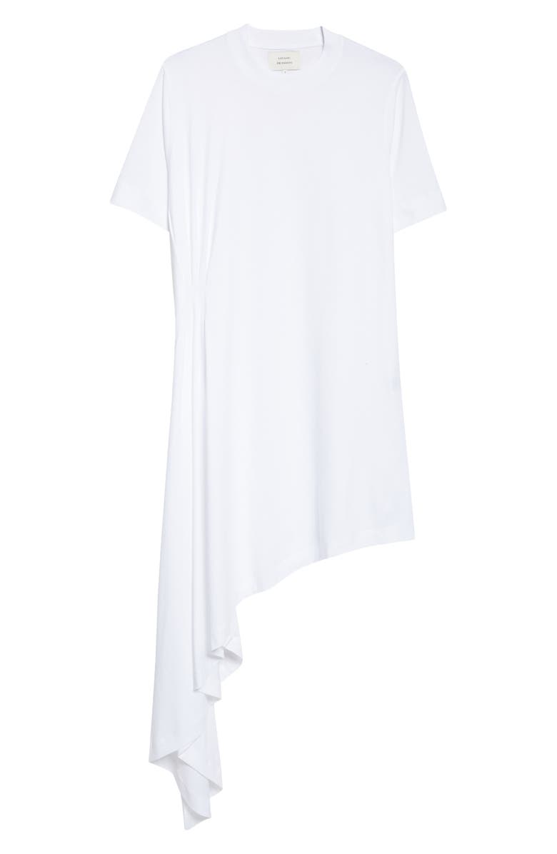 LOULOU DE SAISON Igari Asymmetric Pleated Cotton Knit Dress, Alternate, color, White
