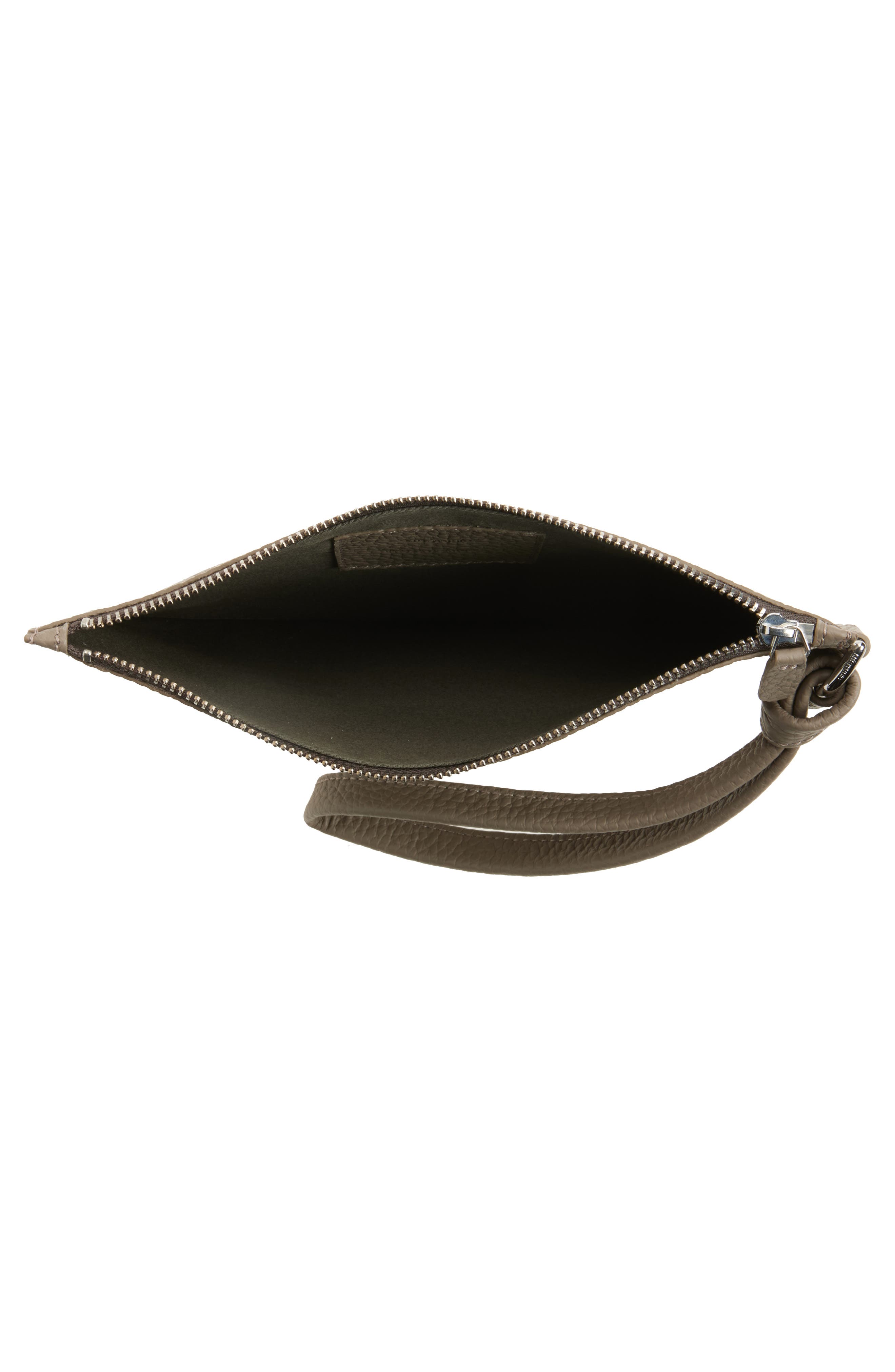 Lié Studio The Charlie Leather Clutch, Alternate, color, Beige Grosgrain