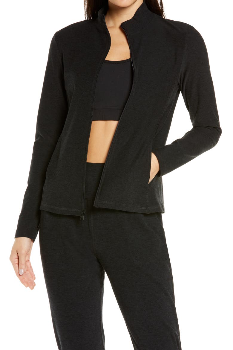 On the Go Mock Neck Jacket, Main, color, DARKEST NIGHT