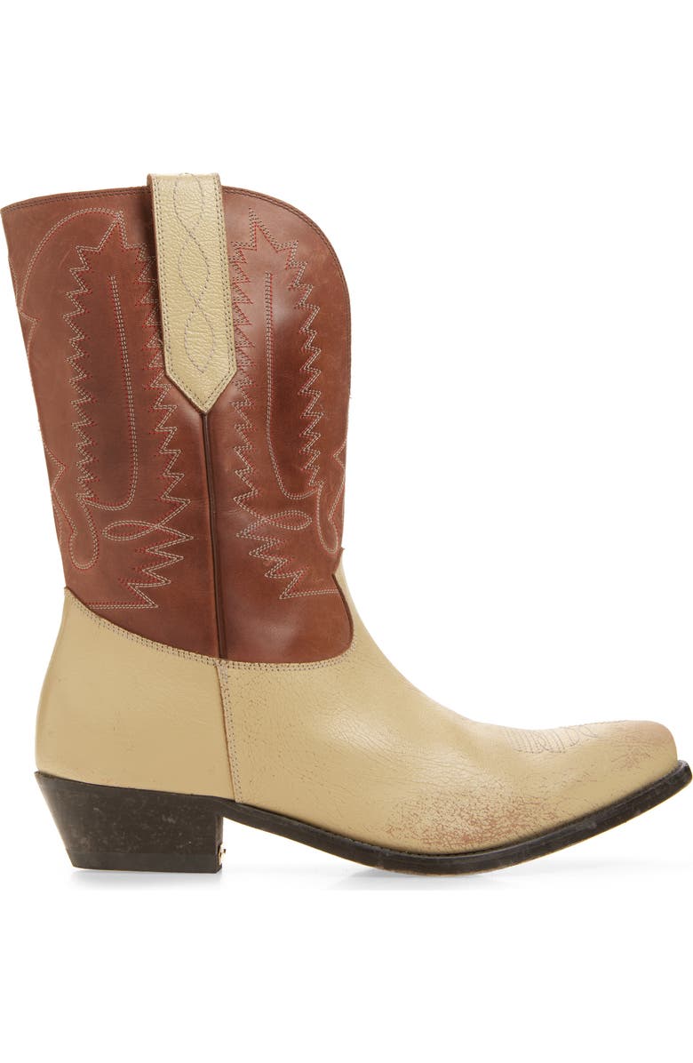 Golden Goose Wish Star Low Western Boot, Alternate, color, Cream/ Brown