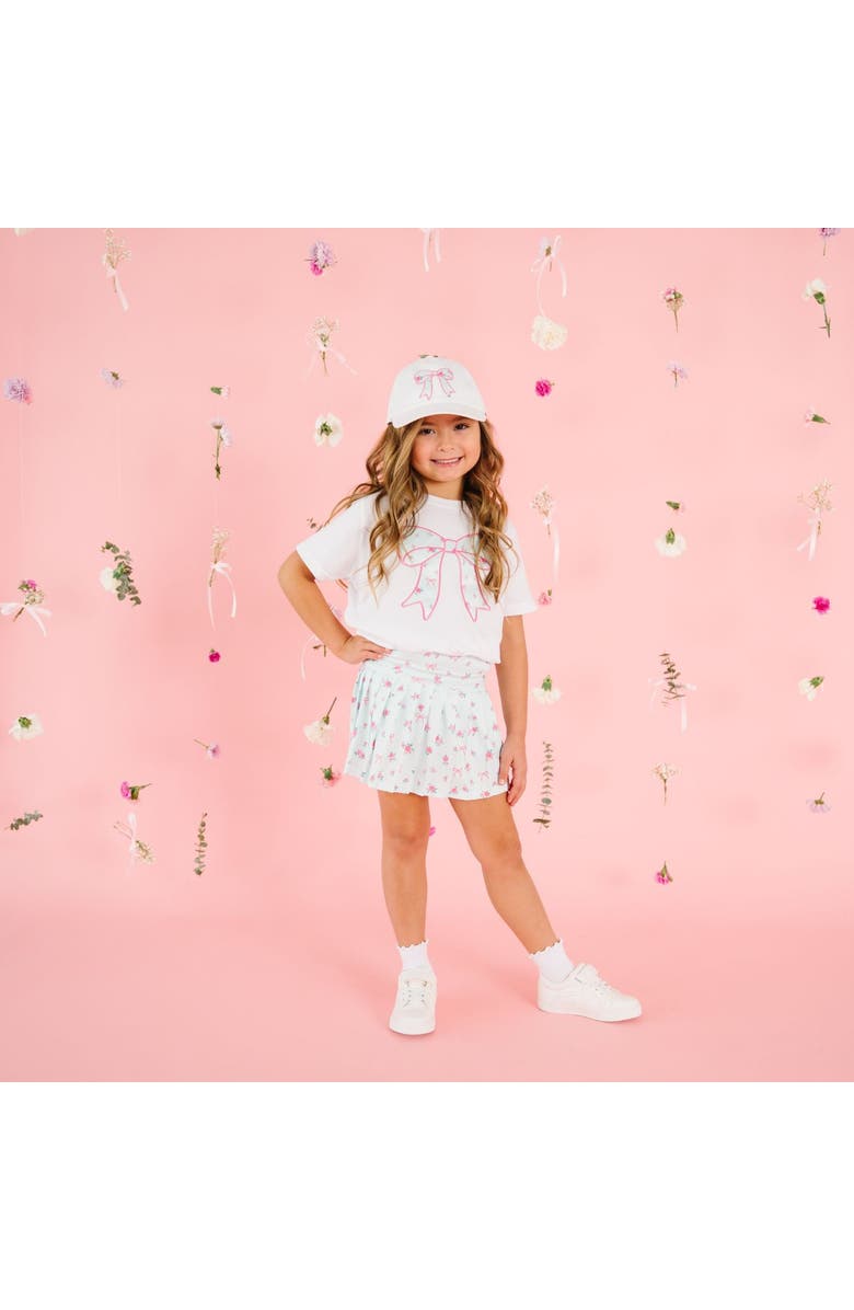 Sweet Wink Sky Blue Floral Bow Patch Short Sleeve T-Shirt, Alternate, color, White