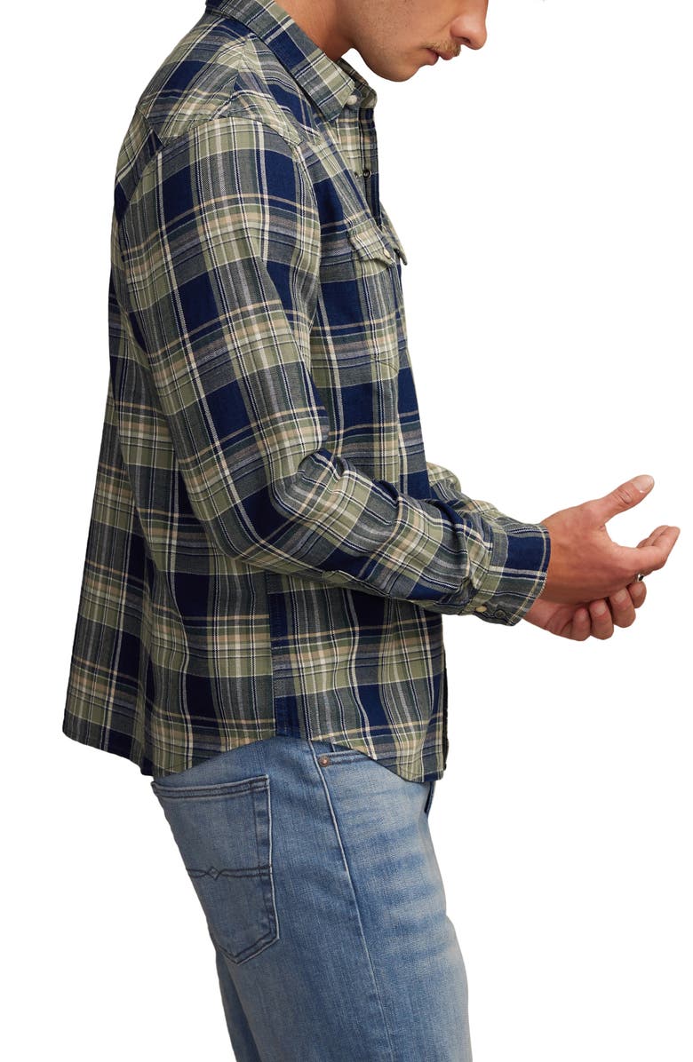 Lucky Brand Plaid Snap-Up Western Shirt, Alternate, color, Green Multi