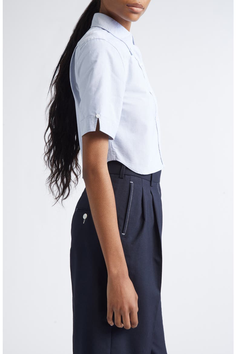 Cotton Oxford Crop Button-Down Shirt, Alternate, color, LIGHT BLUE