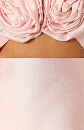 Te Amo Rosette Strapless Satin Minidress