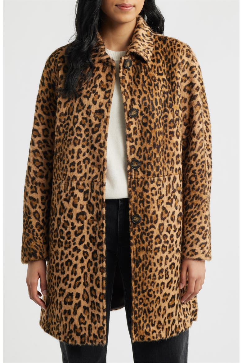 Long Leopard Print Coat, Main, color, LEOPARD