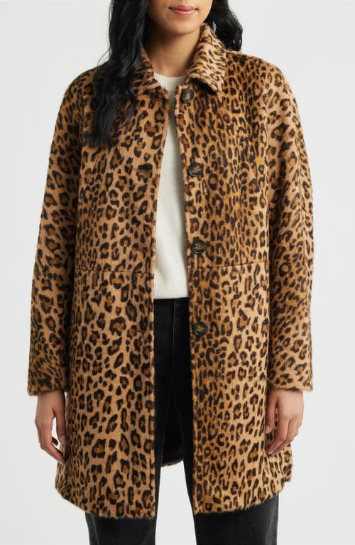 Bernardo Long Leopard Print Coat at Nordstrom, Size X-Large