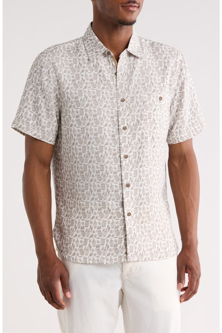 Happy Hour Print Shirt, Main, color, BROWN