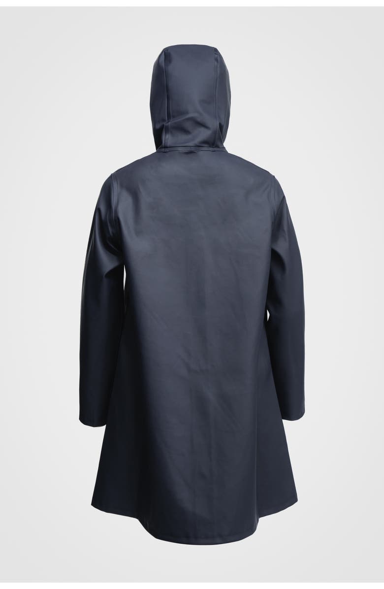 Stutterheim Mosebacke Hooded Long Sleeve Raincoat, Alternate, color, Navy