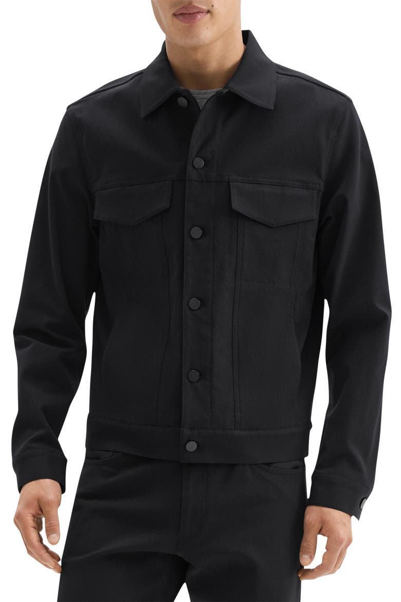 River Trucker in Neoteric Twill Jacket, Main, color, BLACK - 001