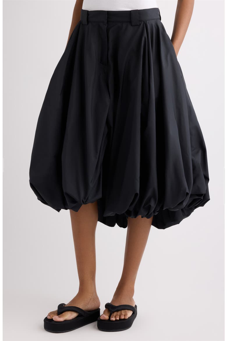 Gathered Technical Taffeta Balloon Shorts, Alternate, color, BLACK