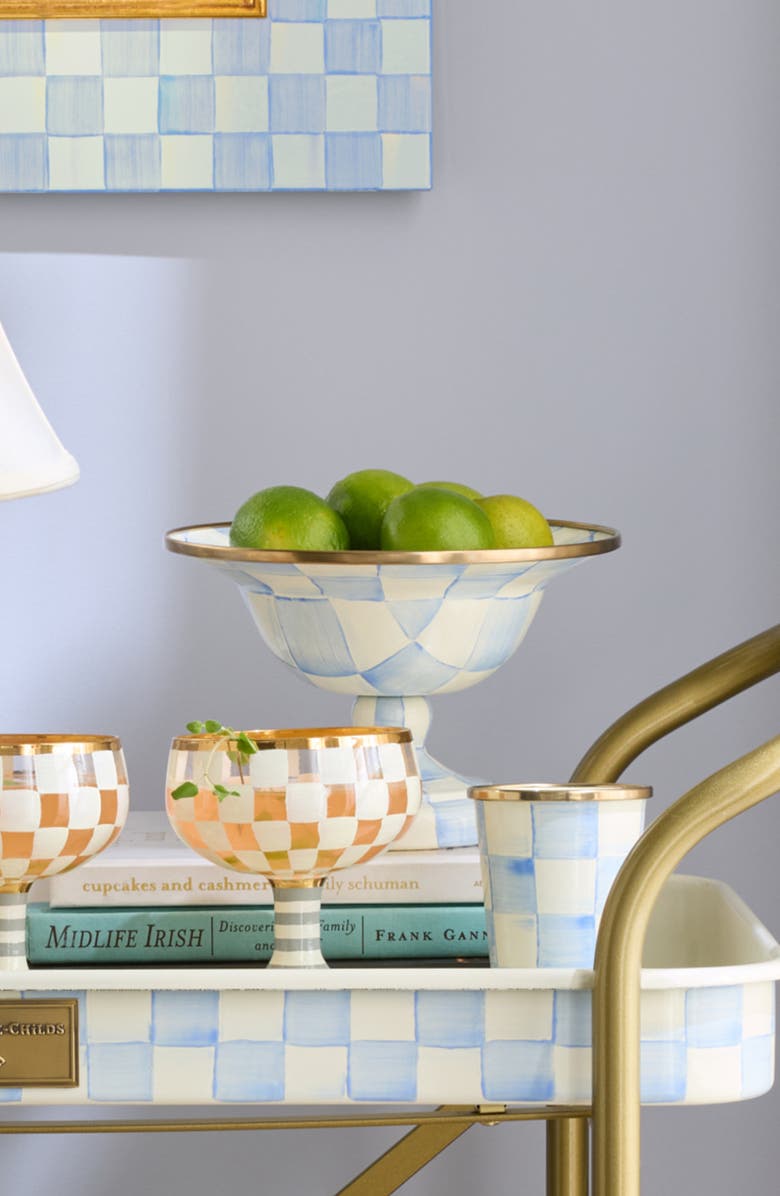 MACKENZIE CHILDS Sky Check Small Compote Bowl, Alternate, color, Sky Check