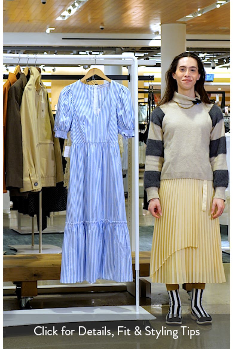 Steele Stripe Puff Sleeve Cotton Midi Dress video