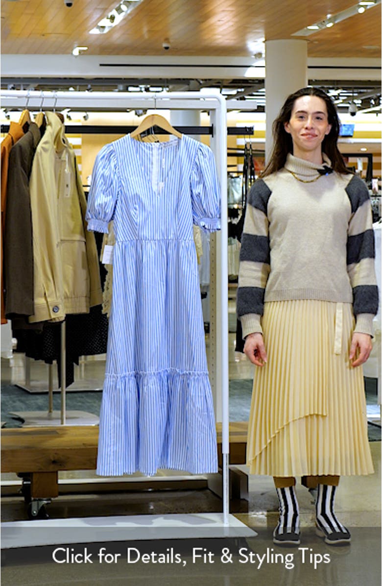 Steele Stripe Puff Sleeve Cotton Midi Dress, sales video thumbnail