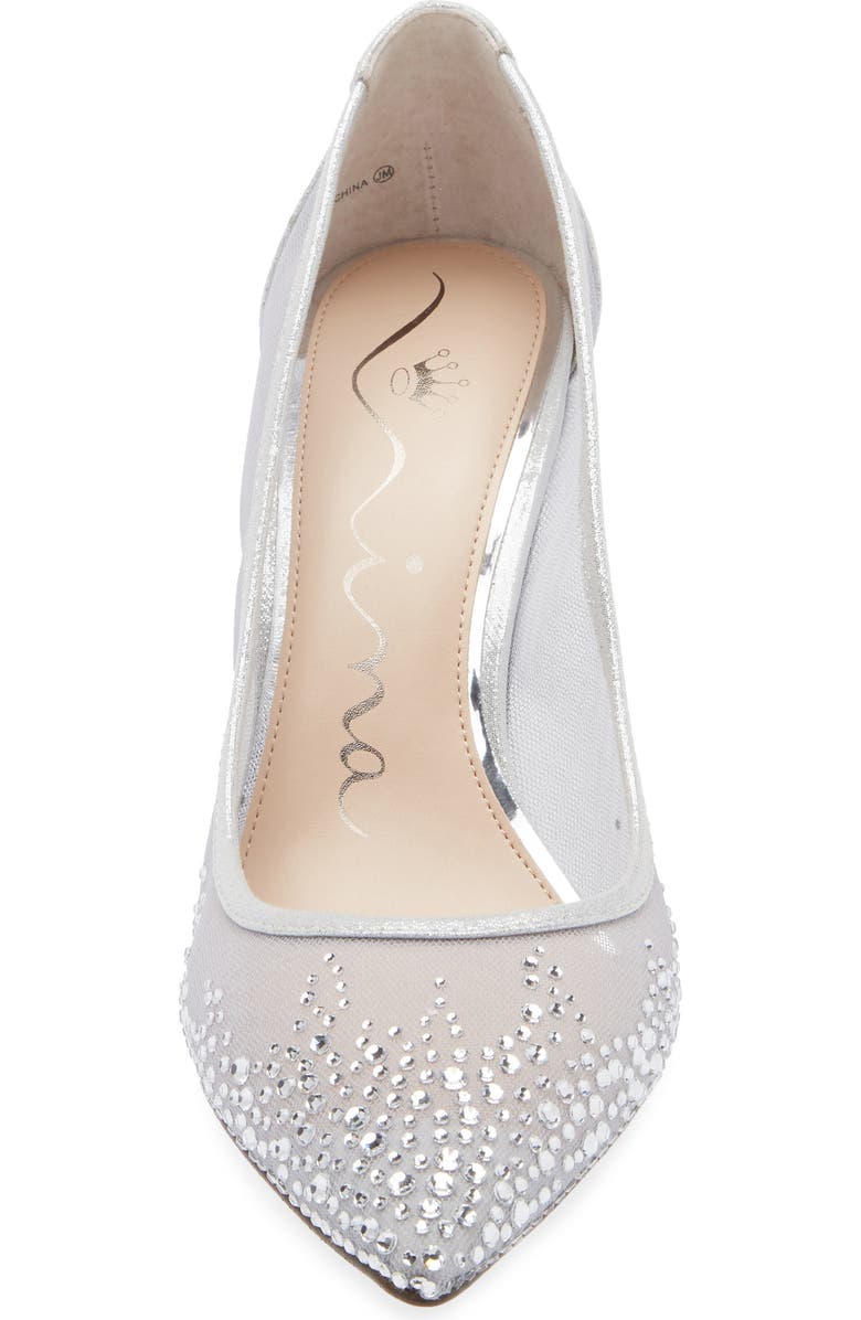 Nina Nalia Pointed Toe Pump, Alternate, color, Silver