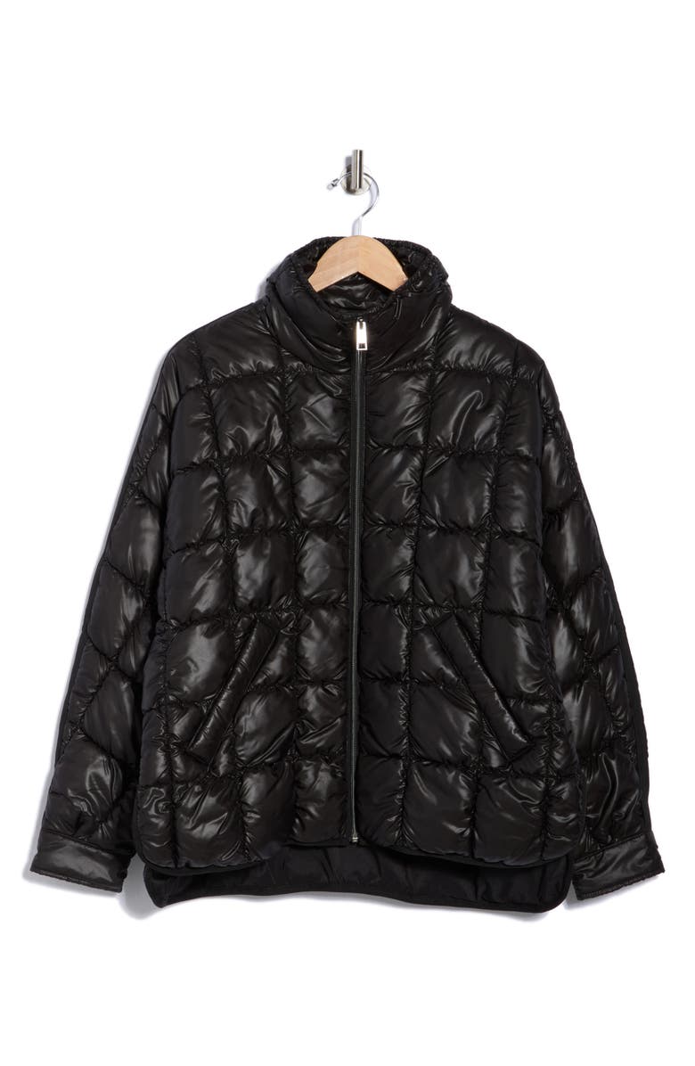 BCBGeneration Zip Quilted Short Puffer Jacket, Alternate, color, Black