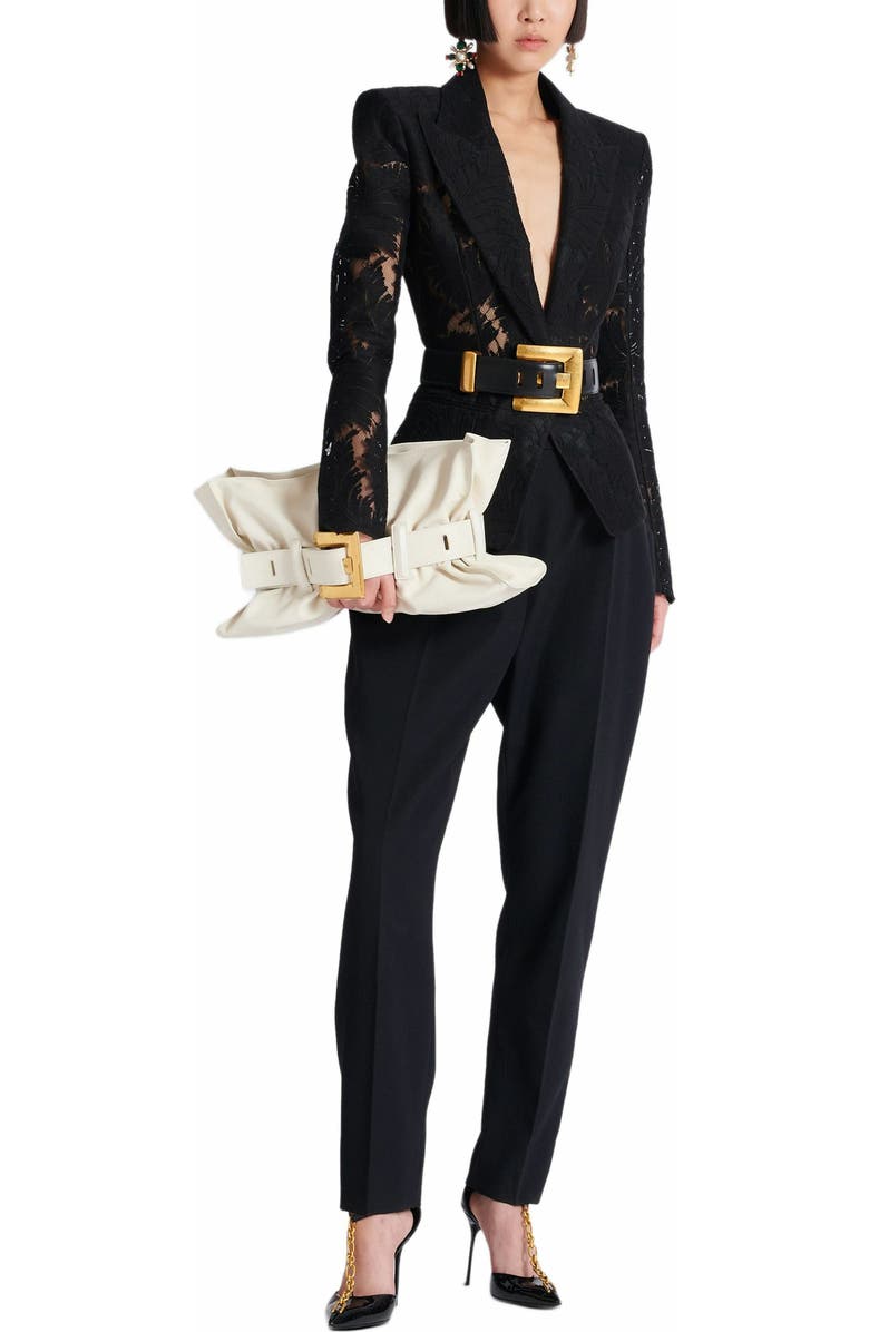 Balmain Medium Anthem Shoulder Bag In Leather, Alternate, color, White