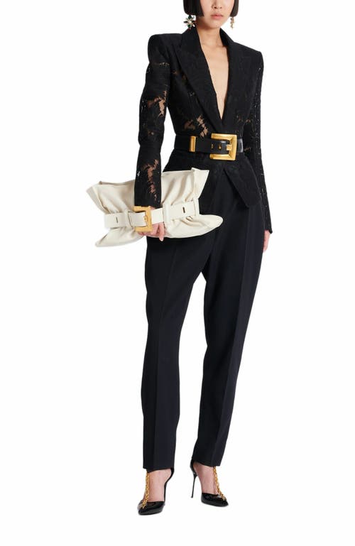 Balmain Anthem Medium Buckle Shoulder Bag In Calfskin