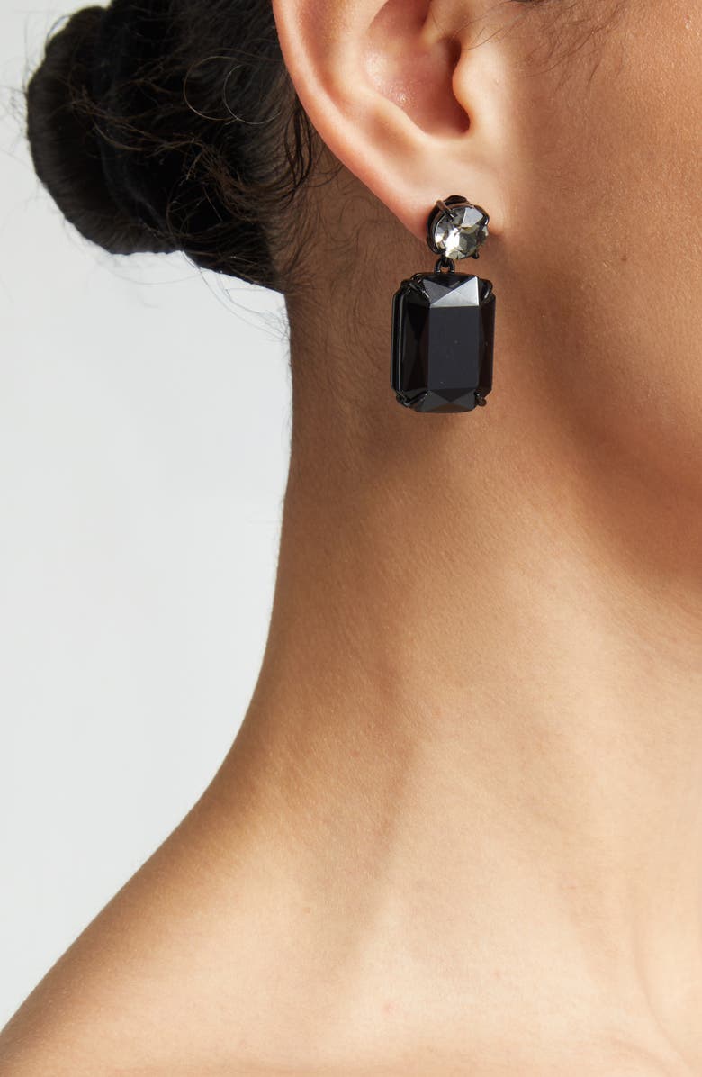 Carolina Herrera Riviere Crystal Drop Earrings, Alternate, color, Black