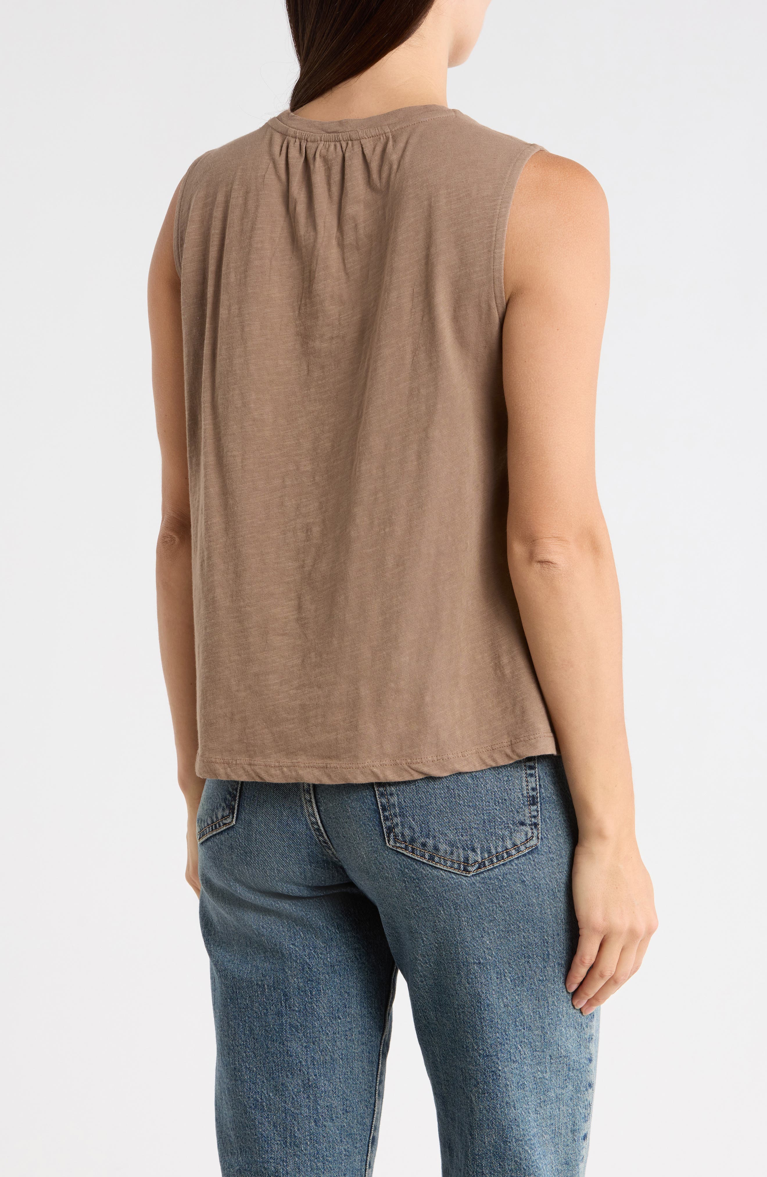 Embroidered Yoke Cotton Tank - image 4