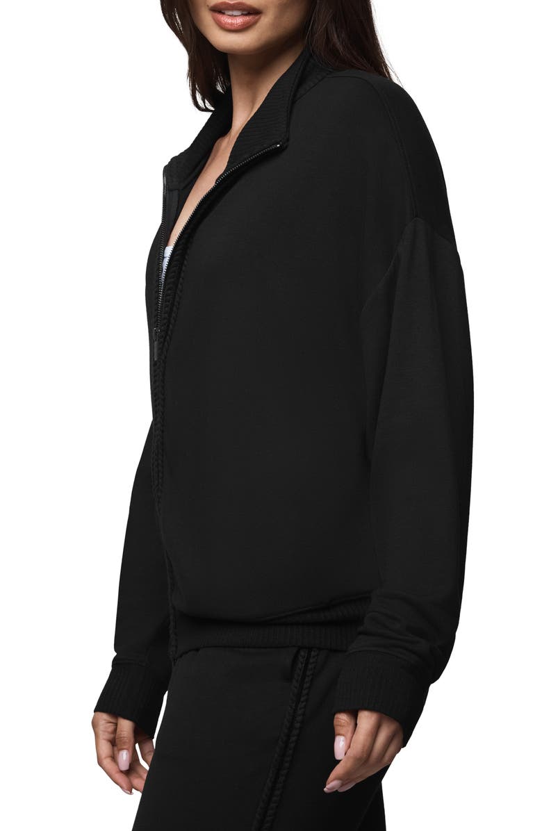 Splendid Supersoft Trim Detail Zip-Up Sweatshirt, Alternate, color, Black