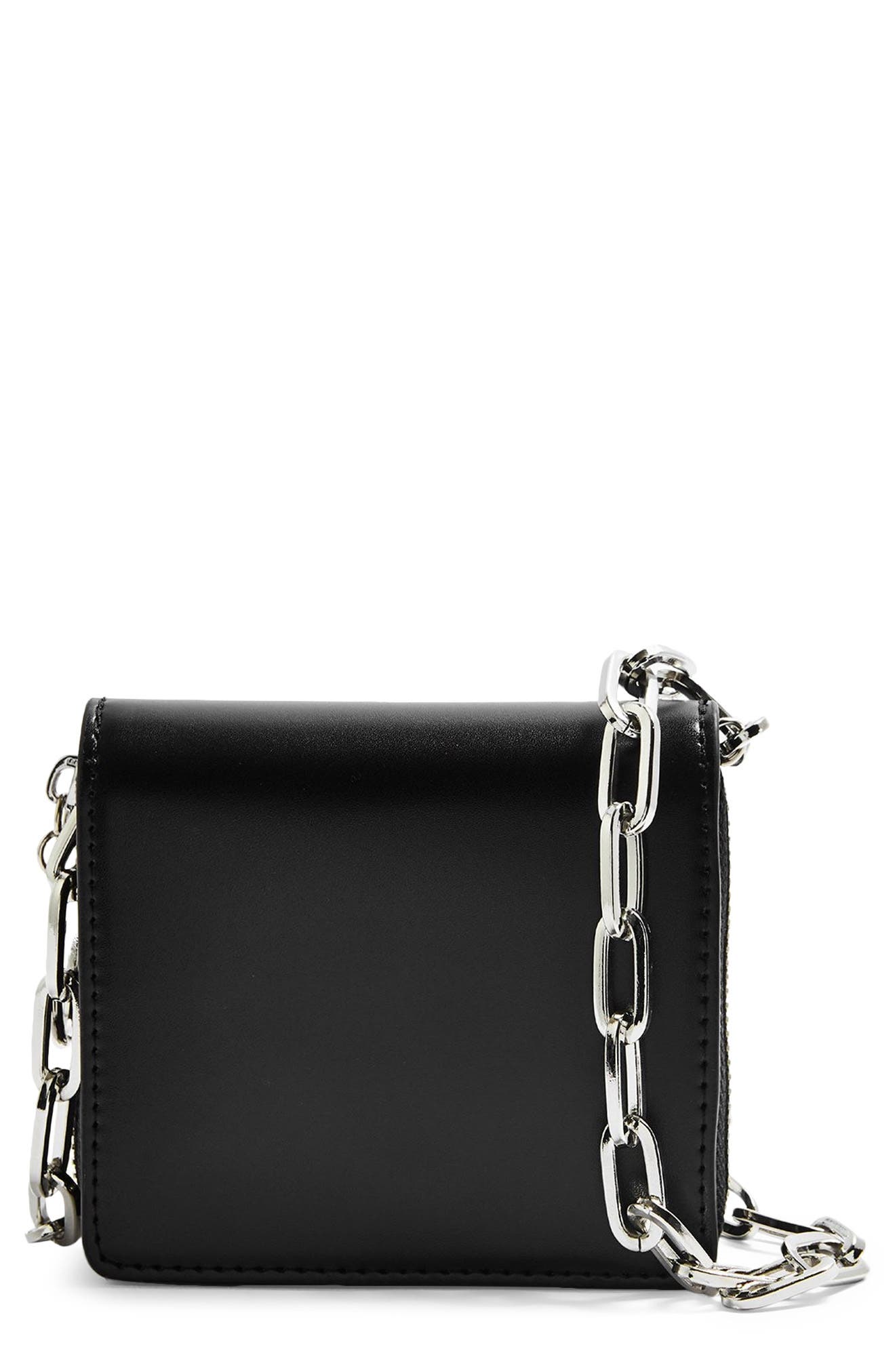 Topshop Faux Leather Crossbody Bag, Main, color, 