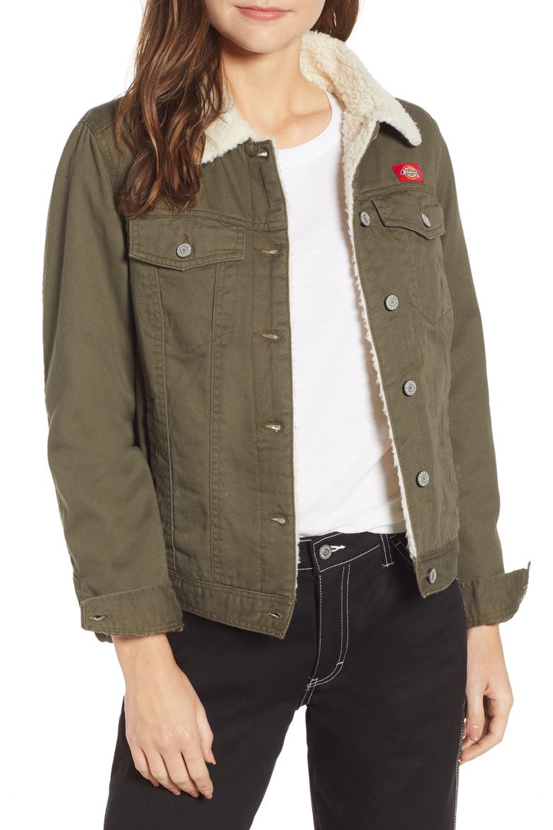 Fleece Lined Twill Jacket, Main, color, OLIVE