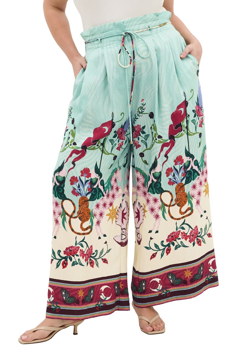 Athena Mixed Print Wide Leg Pants, Main, color, HERO DREAMSCAPE
