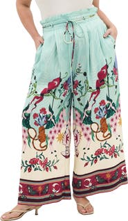 City Chic Athena Mixed Print Wide Leg Pants