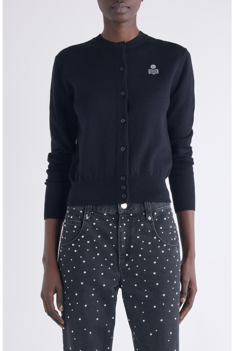 Mona Embroidered Cardigan, Main, color, BLACK