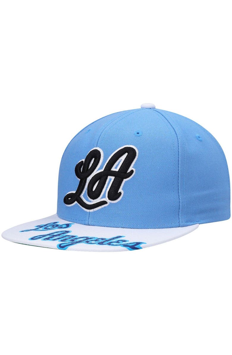 Mitchell & Ness Men's Mitchell & Ness x Lids Powder Blue/White Los Angeles Lakers Hardwood Classics Reload 3.0 Snapback Hat, Main, color, 