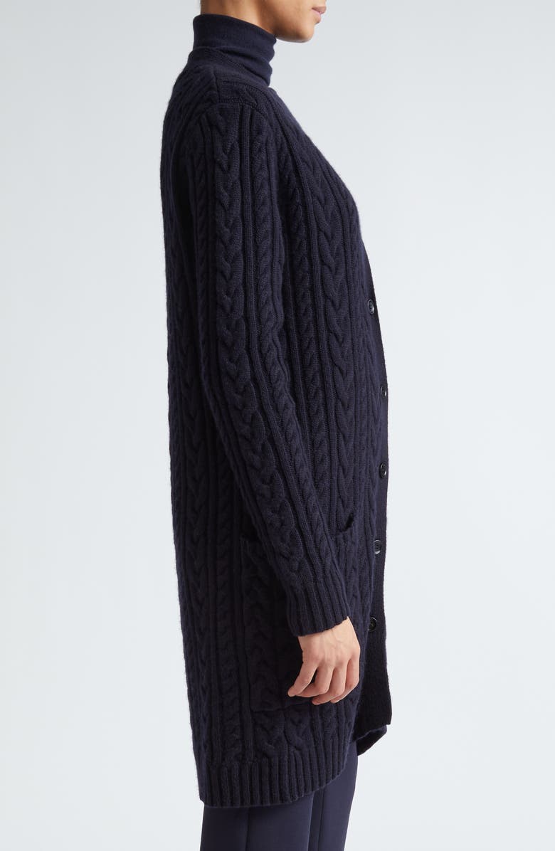 Max Mara Calotta Wool & Cashmere Cable Stitch Long Cardigan, Alternate, color, 