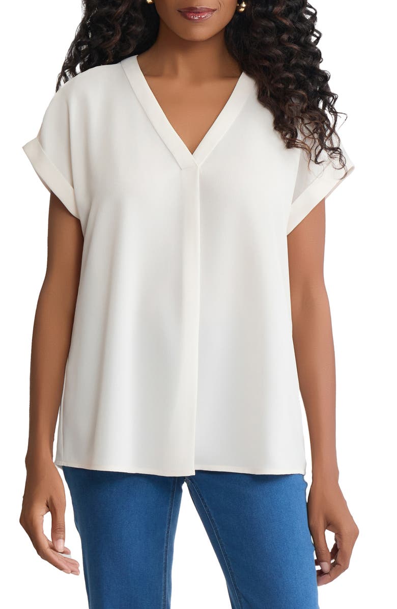 Jones New York Cuffed Short Sleeve Top, Main, color,