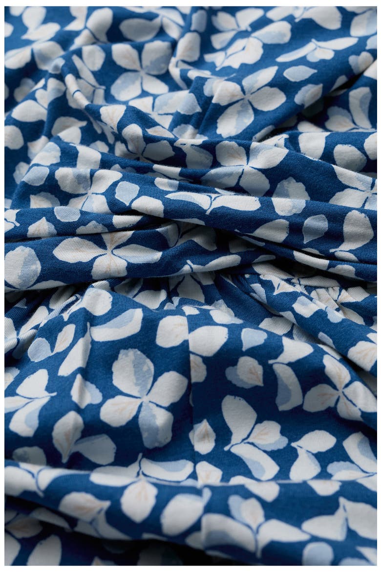 Water Mint Twist Front Organic Cotton Blend Midi Dress, Alternate, color, POSY PRESS DARK VOYAGE
