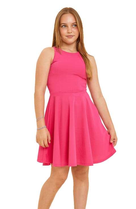 Deux Par Deux Textured Poplin Dress - Silver Pink