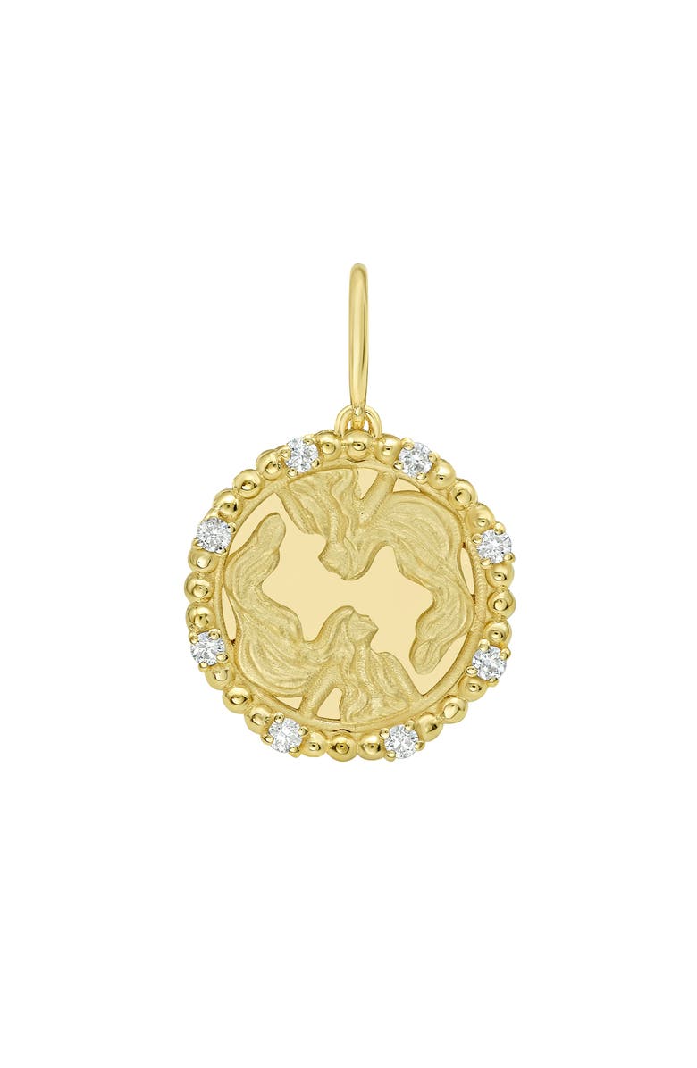 Lionheart 14K Gold Gemini Diamond Bead Zodiac Medallion, Main, color, Yellow Gold