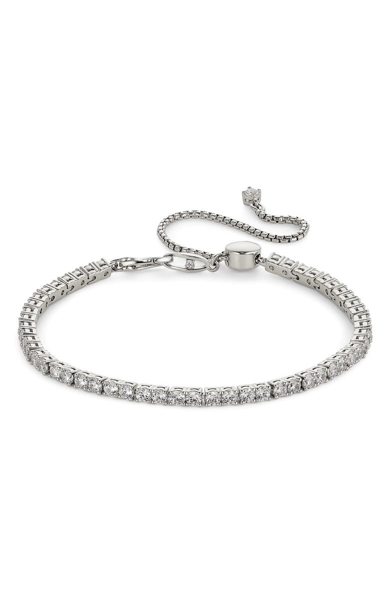 Nadri Love All Tennis Bracelet, Main, color, Rhodium
