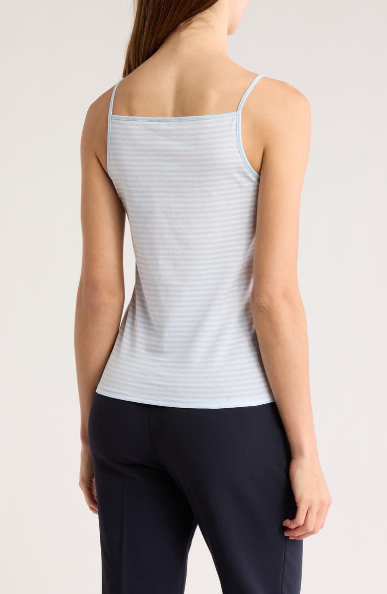 Theory Stripe Square Neck Pima Cotton Tank, Alternate, color, Skylht/Wht