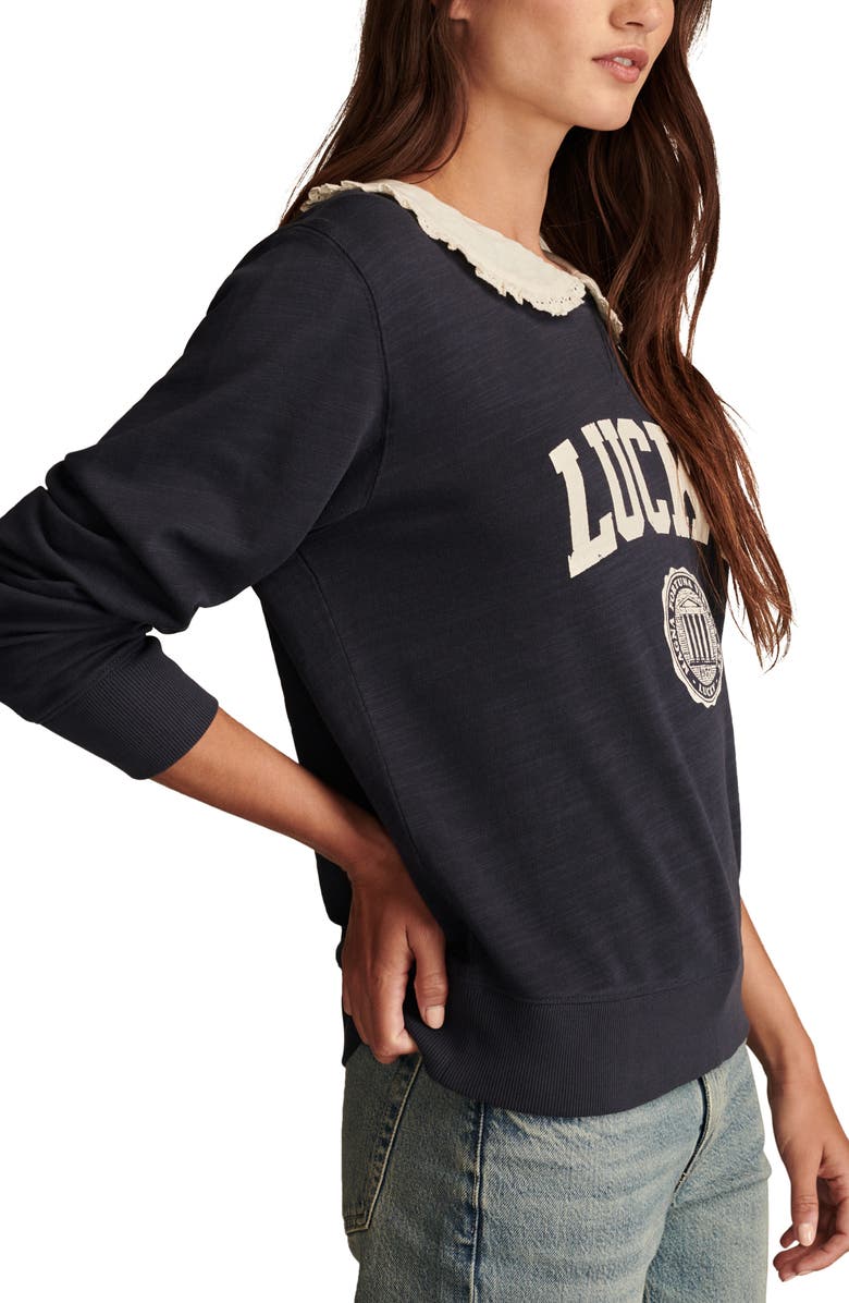 Lucky Brand Peter Pan Collar Cotton Graphic Sweatshirt, Alternate, color, 